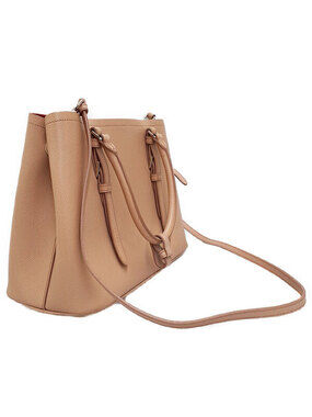 Prada Double Bag Beige Saffiano Shoulder Pink Cuir